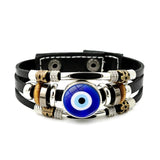 Evil Eye Snap Bracelet Multilayer Punk Leather Bangles