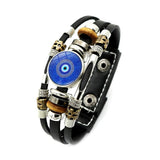 Evil Eye Snap Bracelet Multilayer Punk Leather Bangles