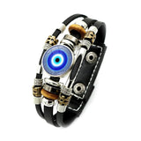 Evil Eye Snap Bracelet Multilayer Punk Leather Bangles