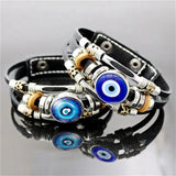 Evil Eye Snap Bracelet Multilayer Punk Leather Bangles