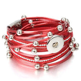 Vintage Crystal Leather Snap Button Bracelet Bangle