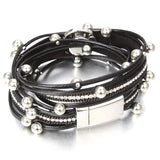 Vintage Crystal Leather Snap Button Bracelet Bangle