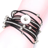 Vintage Crystal Leather Snap Button Bracelet Bangle