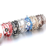 Vintage Crystal Leather Snap Button Bracelet Bangle