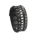 Gothic Punk Leather Bracelet Bangle Men Bracelets