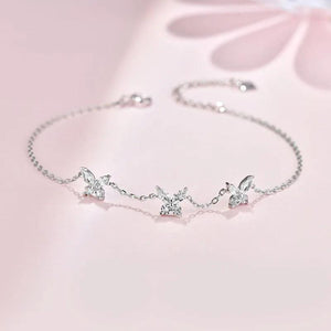 Silver Chain Crystal Butterfly Charm Bracelet Bangle Wedding Jewelry