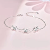 Silver Chain Crystal Butterfly Charm Bracelet Bangle Wedding Jewelry
