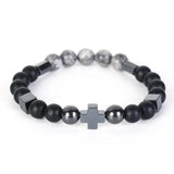 Vintage Hematite Cross Beaded Bracelet