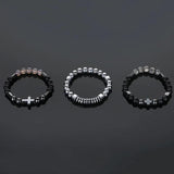Vintage Hematite Cross Beaded Bracelet