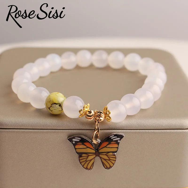 Butterfly Pendant Beads Bracelet for Women