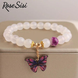 Butterfly Pendant Beads Bracelet for Women