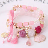 Korea Fresh Human Head Moon Shell Crystal Multilayer Bracelet for Women