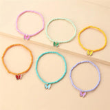 Colorful Rice Bead Butterfly Bracelet Set For Women