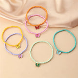 Colorful Rice Bead Butterfly Bracelet Set For Women