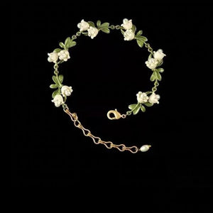 Floral Leaf Bracelets Enamel Charm Bangle for Women