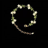 Floral Leaf Bracelets Enamel Charm Bangle for Women