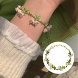 Floral Leaf Bracelets Enamel Charm Bangle for Women