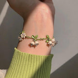 Floral Leaf Bracelets Enamel Charm Bangle for Women