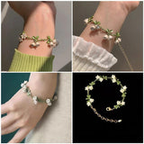 Floral Leaf Bracelets Enamel Charm Bangle for Women