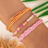 Colorful Beaded Bracelets for Women Girls Rope Flowers Adjustable Bangle