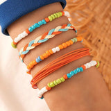 Colorful Beaded Bracelets for Women Girls Rope Flowers Adjustable Bangle