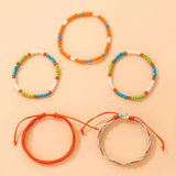 Colorful Beaded Bracelets for Women Girls Rope Flowers Adjustable Bangle