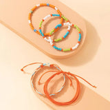 Colorful Beaded Bracelets for Women Girls Rope Flowers Adjustable Bangle