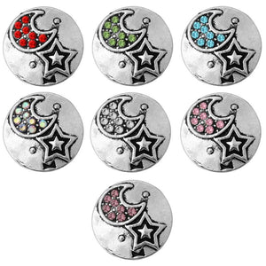 10pcs Moon Star Rhinestone Snap Button for 12mm Snap Bracelets DIY