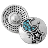 10pcs Moon Star Rhinestone Snap Button for 12mm Snap Bracelets DIY