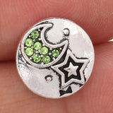 10pcs Moon Star Rhinestone Snap Button for 12mm Snap Bracelets DIY