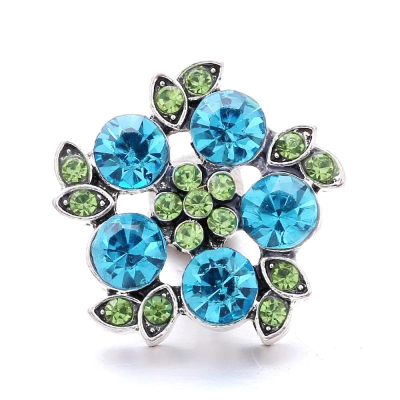 5pcs Snap Jewelry 18mm Light Rhinestone Flower Buttons Women Bracelets Bangles