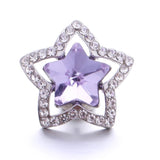 5Pcs Purple Crystal Rhinestone Flower Charms for Snap Jewelry