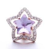 5Pcs Purple Crystal Rhinestone Flower Charms for Snap Jewelry