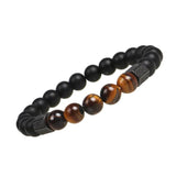 Hexagon Brass Beads Bracelets Men Tiger Eye Stone
