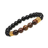 Hexagon Brass Beads Bracelets Men Tiger Eye Stone