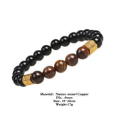 Hexagon Brass Beads Bracelets Men Tiger Eye Stone
