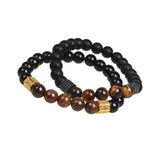 Hexagon Brass Beads Bracelets Men Tiger Eye Stone