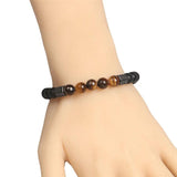 Hexagon Brass Beads Bracelets Men Tiger Eye Stone