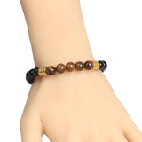 Hexagon Brass Beads Bracelets Men Tiger Eye Stone