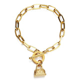Stainless Steel Chain Handbag Charm Bracelet For Men Women