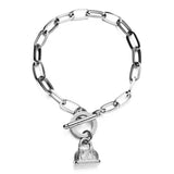 Stainless Steel Chain Handbag Charm Bracelet For Men Women