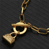 Stainless Steel Chain Handbag Charm Bracelet For Men Women