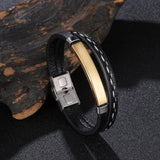Men Name Charm Bracelet Stainless Steel Leather Bangles Wristband Adjustable
