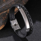 Men Name Charm Bracelet Stainless Steel Leather Bangles Wristband Adjustable