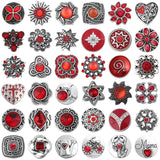 5pcs Red Crystal Flower Snap Buttons Charms for Snap Bracelets