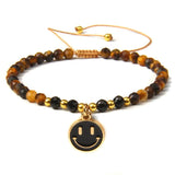Smiling Face Moon Star Charm Bangle Beaded Braided Bracelet