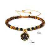 Smiling Face Moon Star Charm Bangle Beaded Braided Bracelet