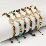 Smiling Face Moon Star Charm Bangle Beaded Braided Bracelet
