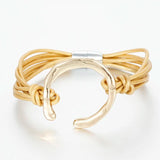 Bohemia Leather Bracelet for Women with Geometric Metal Beads