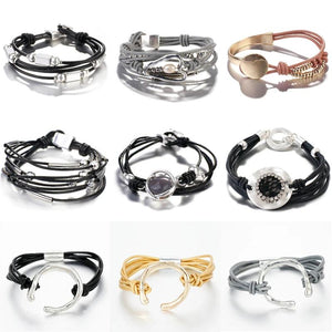 Bohemia Leather Bracelet for Women with Geometric Metal Beads